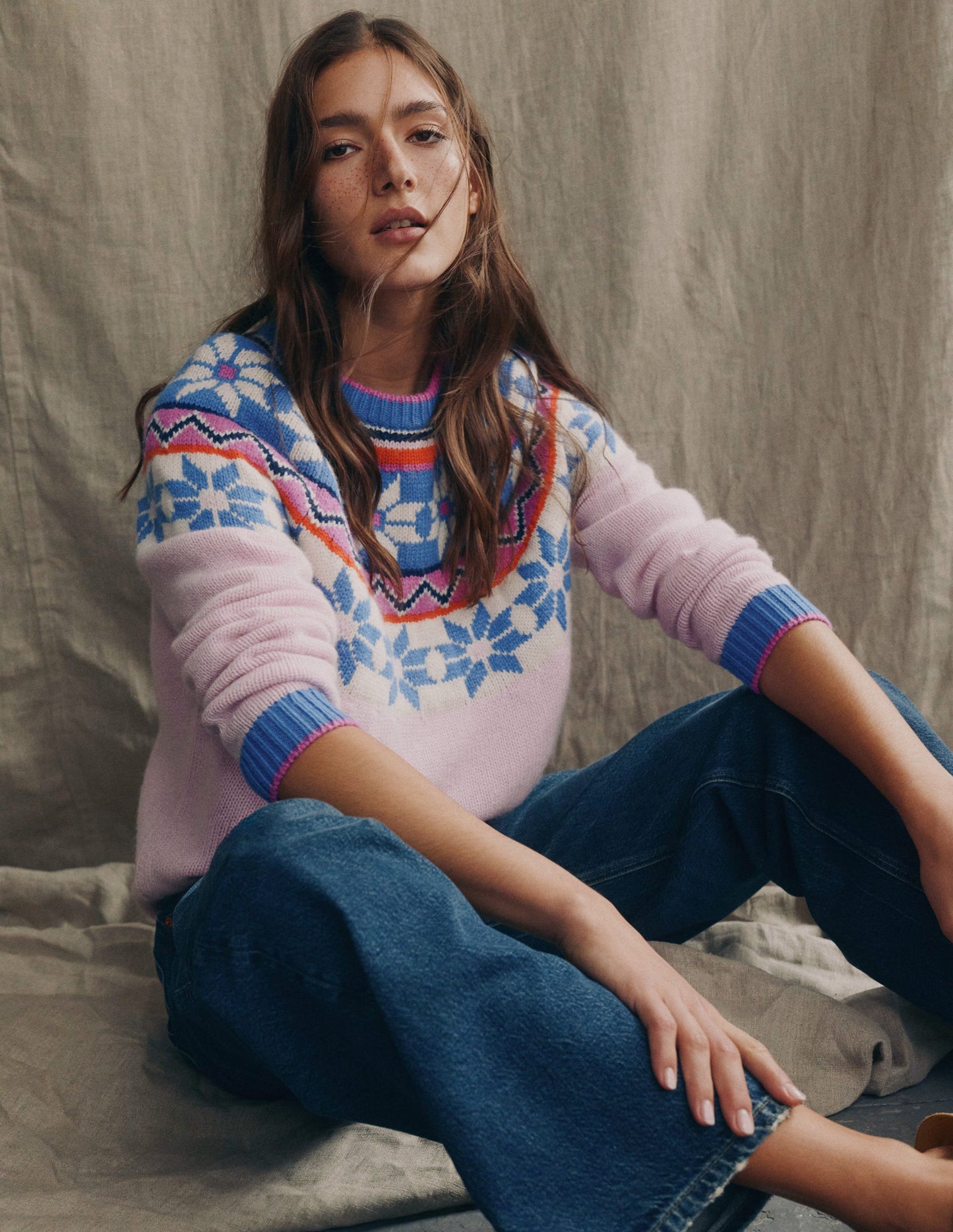 Eleanor Fair Isle Sweater-Meadowsweet Pink