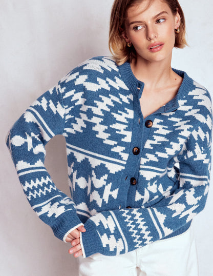 Abi Jacquard Cardigan-Denim Blue Aztec-5