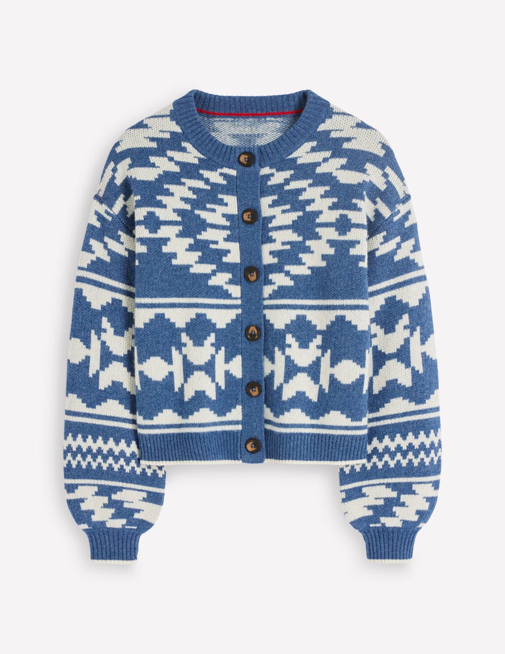 Abi Jacquard Cardigan-Denim Blue Aztec - Image 7