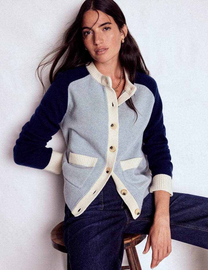 Marion Merino Cardigan-Snowbird Blue, Navy