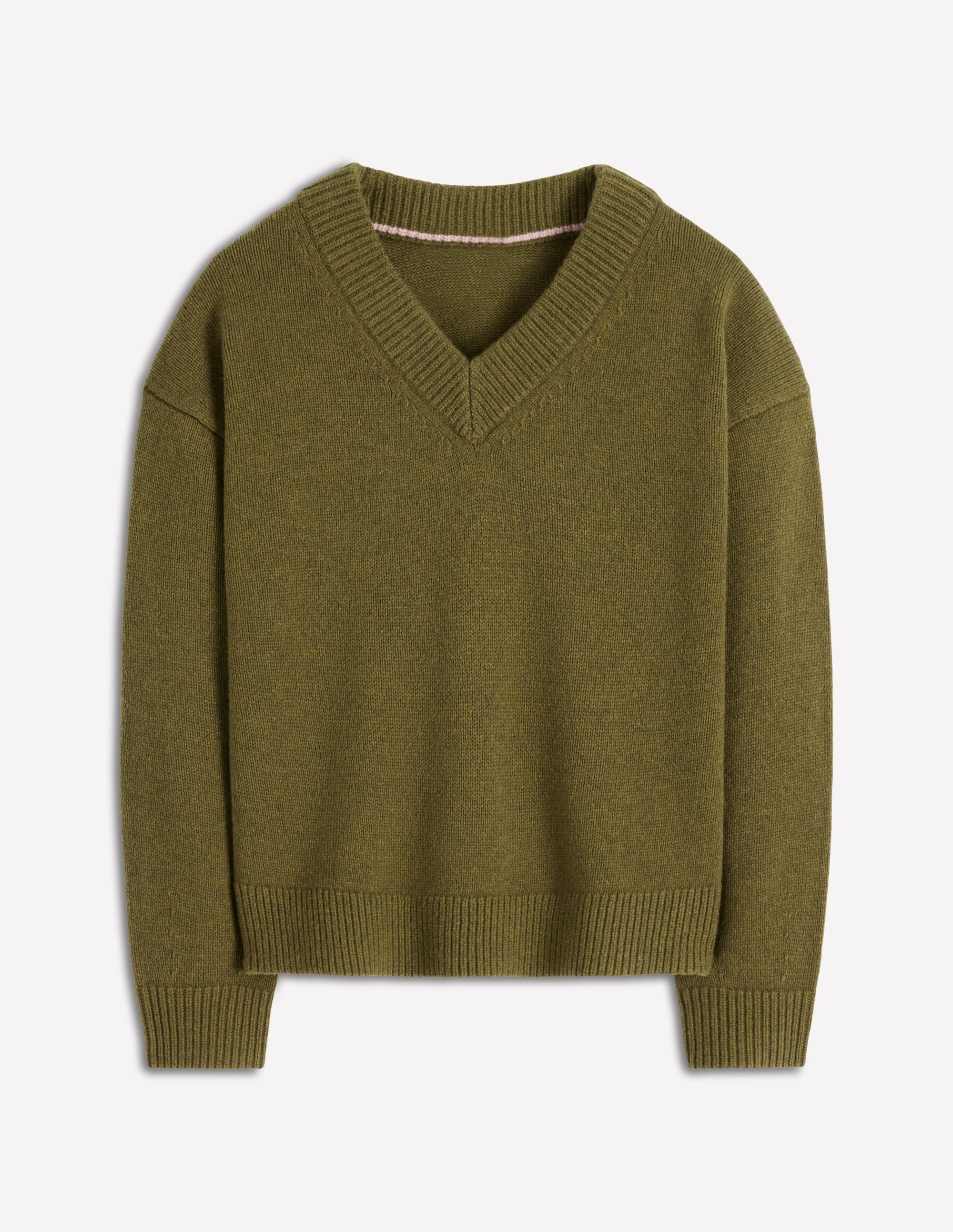 Marion Merino V-neck Sweater-Promenade Green Melange - Image 7