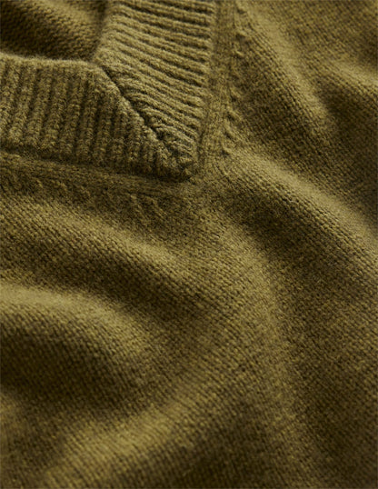 Marion Merino V-neck Sweater-Promenade Green Melange-8