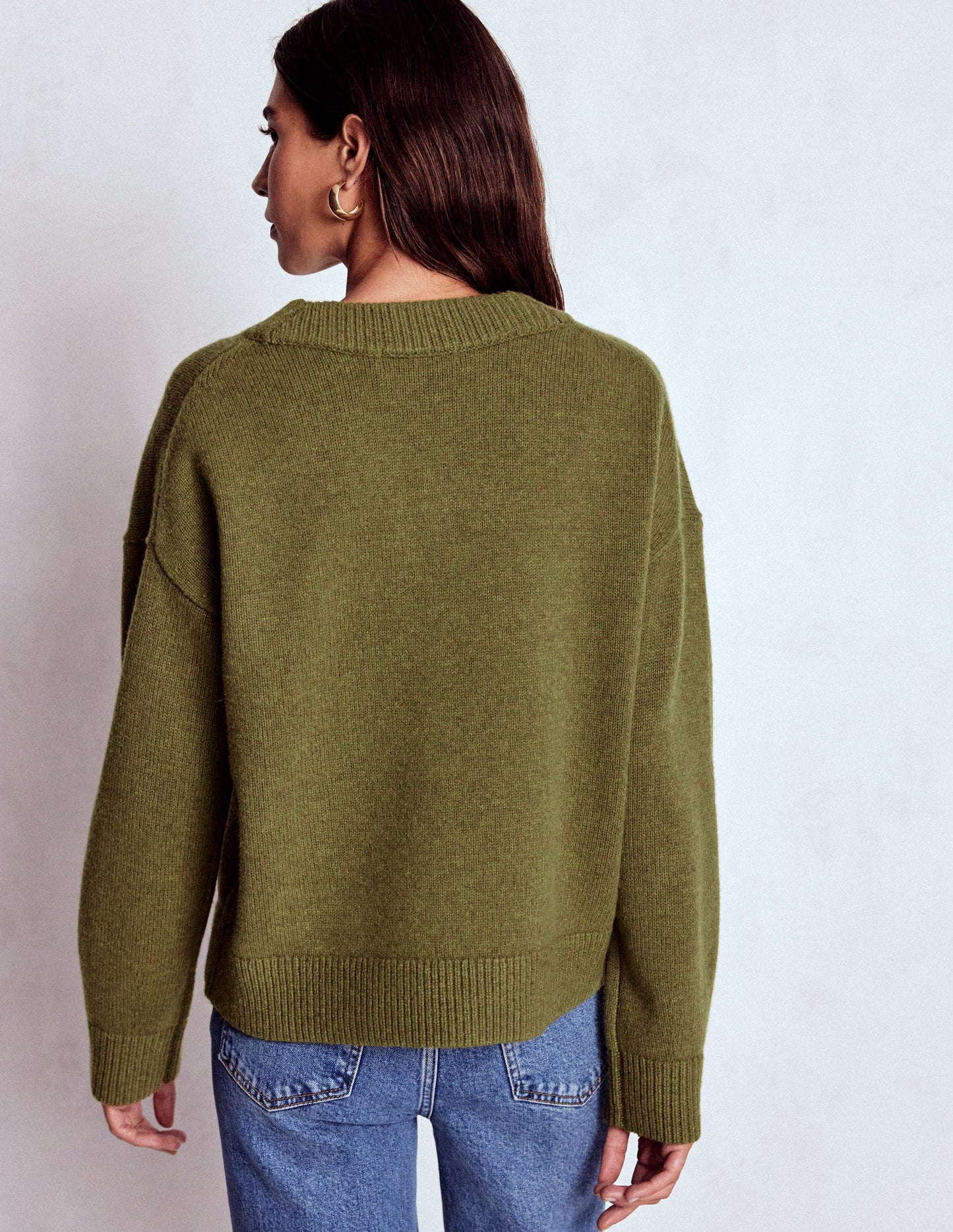 Marion Merino V-neck Sweater-Promenade Green Melange