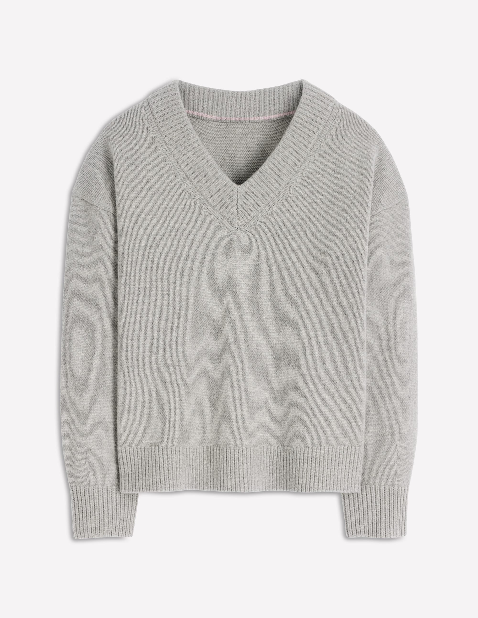 Marion Merino V-neck Sweater-March Hare - Image 5