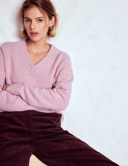 Marion Merino V-neck Sweater-Blush Pink-1