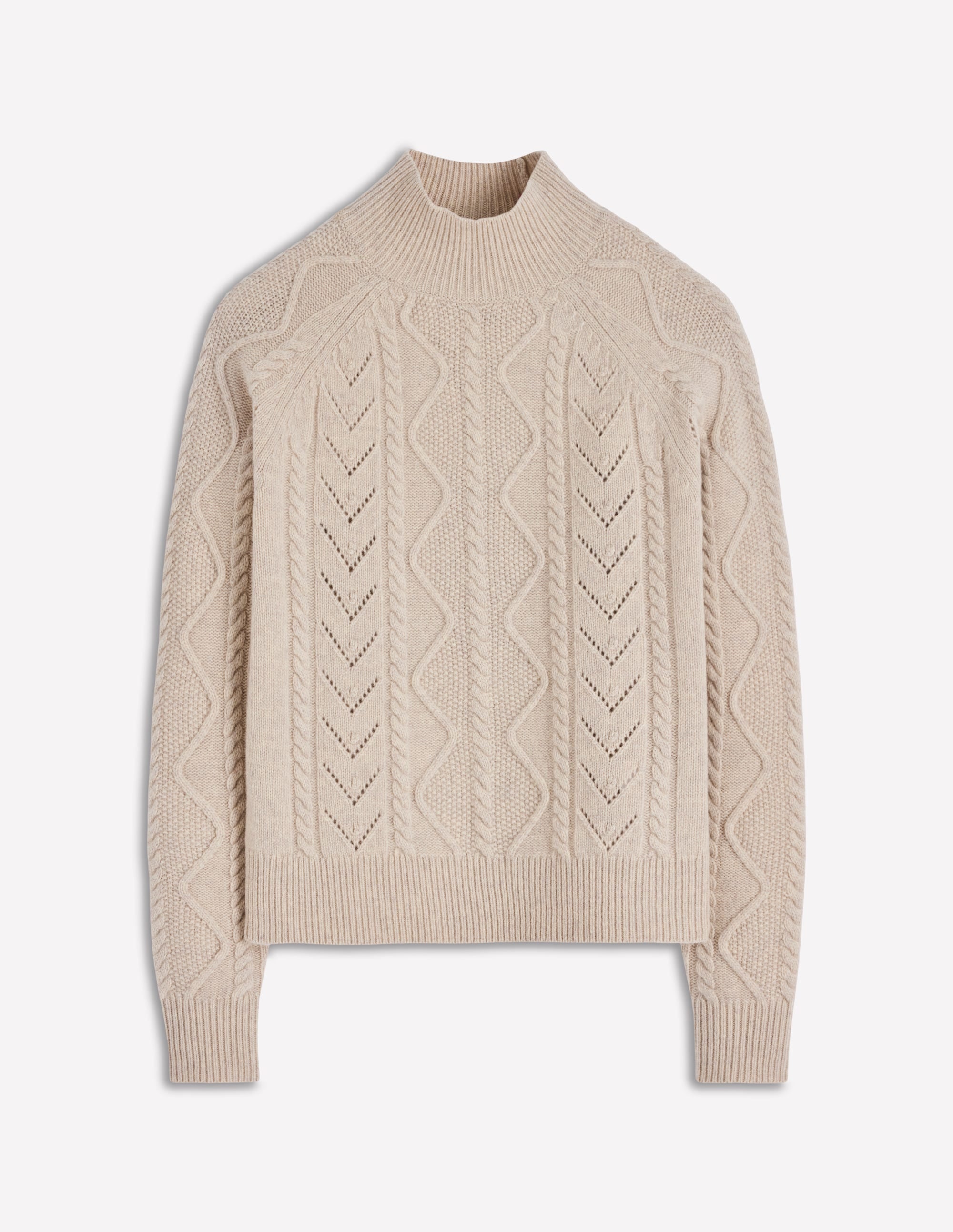 Marion Merino Rib Neck Sweater-Barley Cable - Image 7