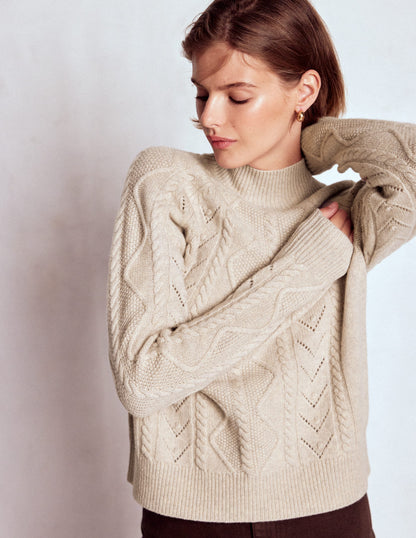 Marion Merino Rib Neck Sweater-Barley Cable-4