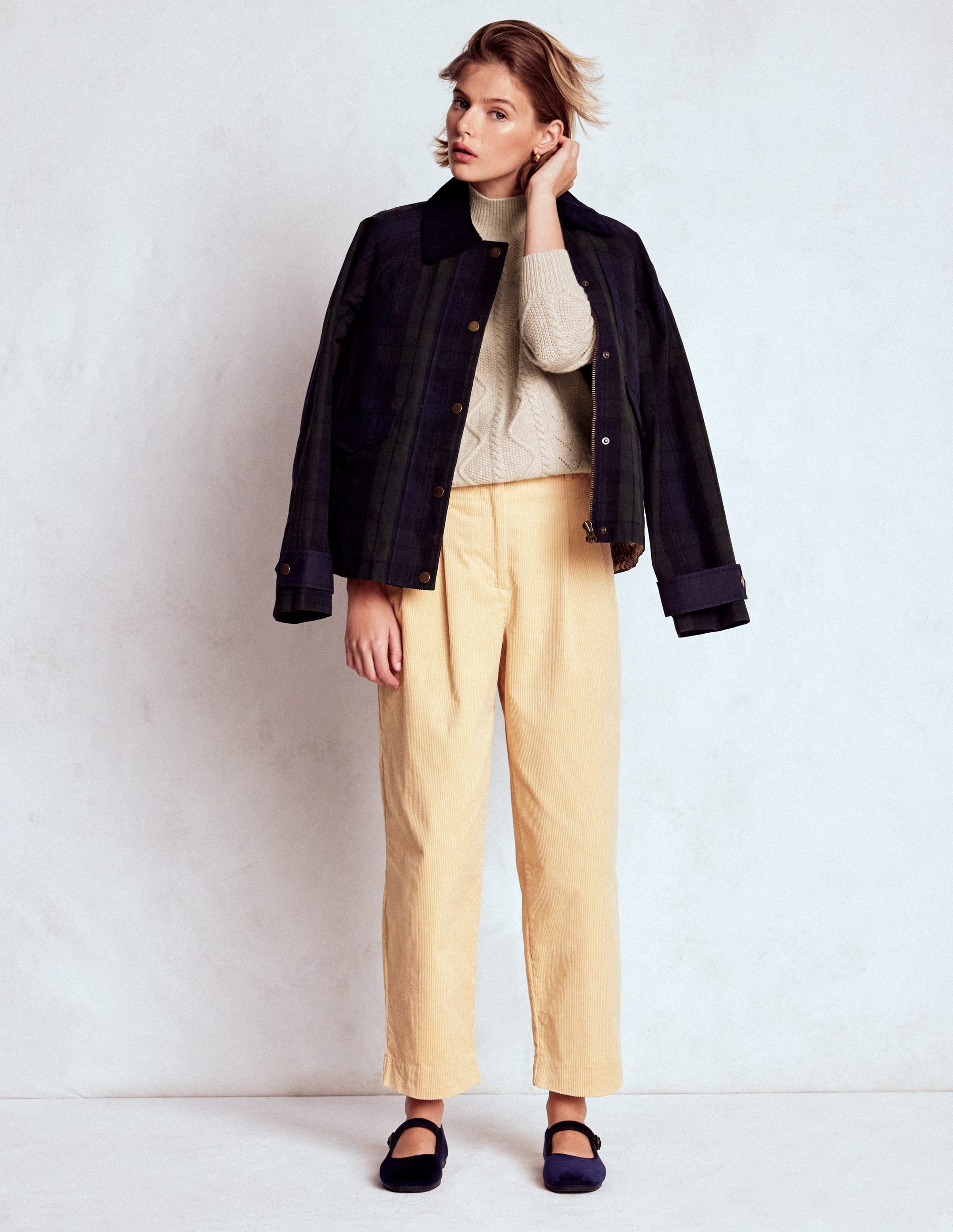 Marion Merino Rib Neck Sweater-Barley Cable - Image 5