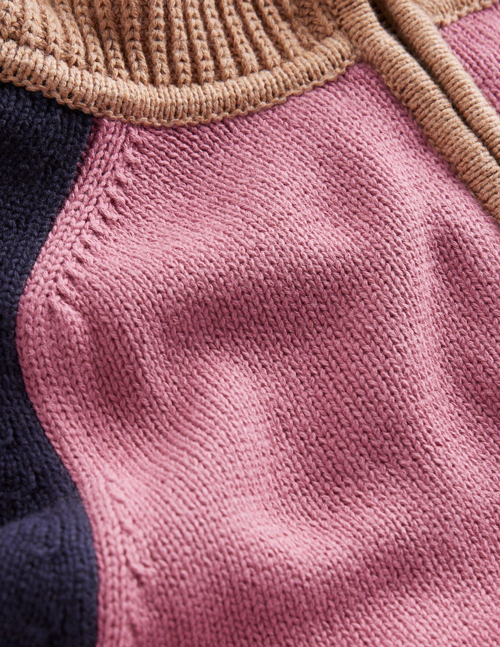 Lucy Half Zip Sweater-Pink Heather, Navy - Image 7
