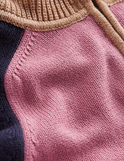 Lucy Half-zip Sweater-Pink Heather, Navy-7