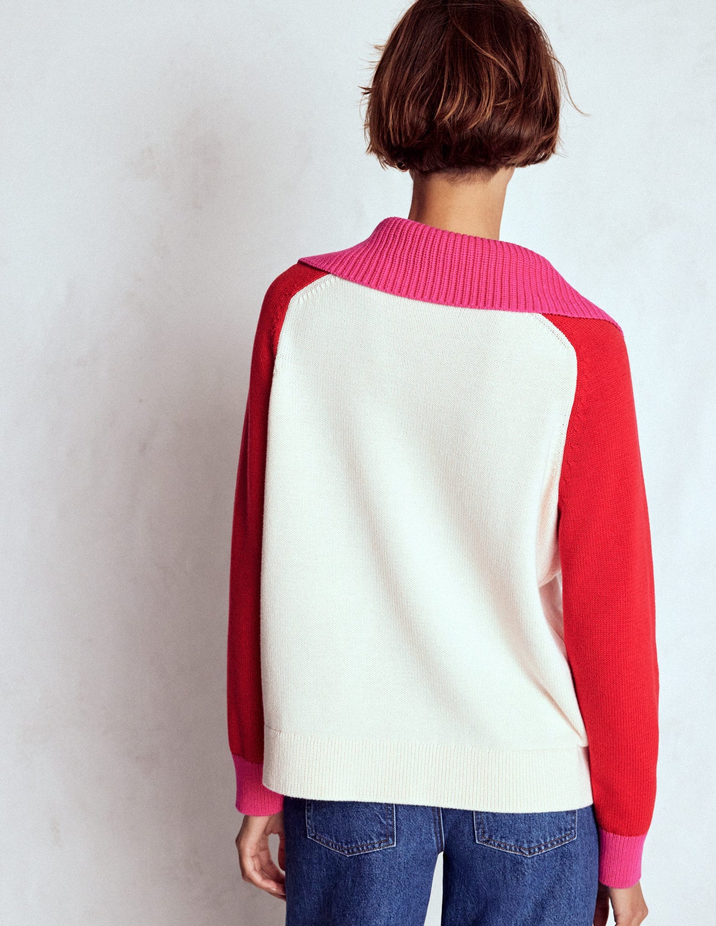 Lucy Half-zip Sweater-Warm Ivory, Red