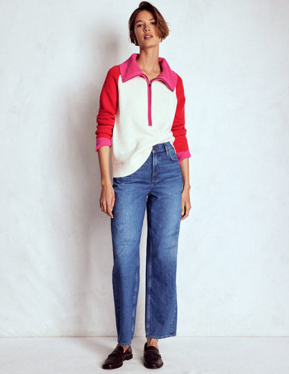 Lucy Half-zip Sweater-Warm Ivory, Red-6