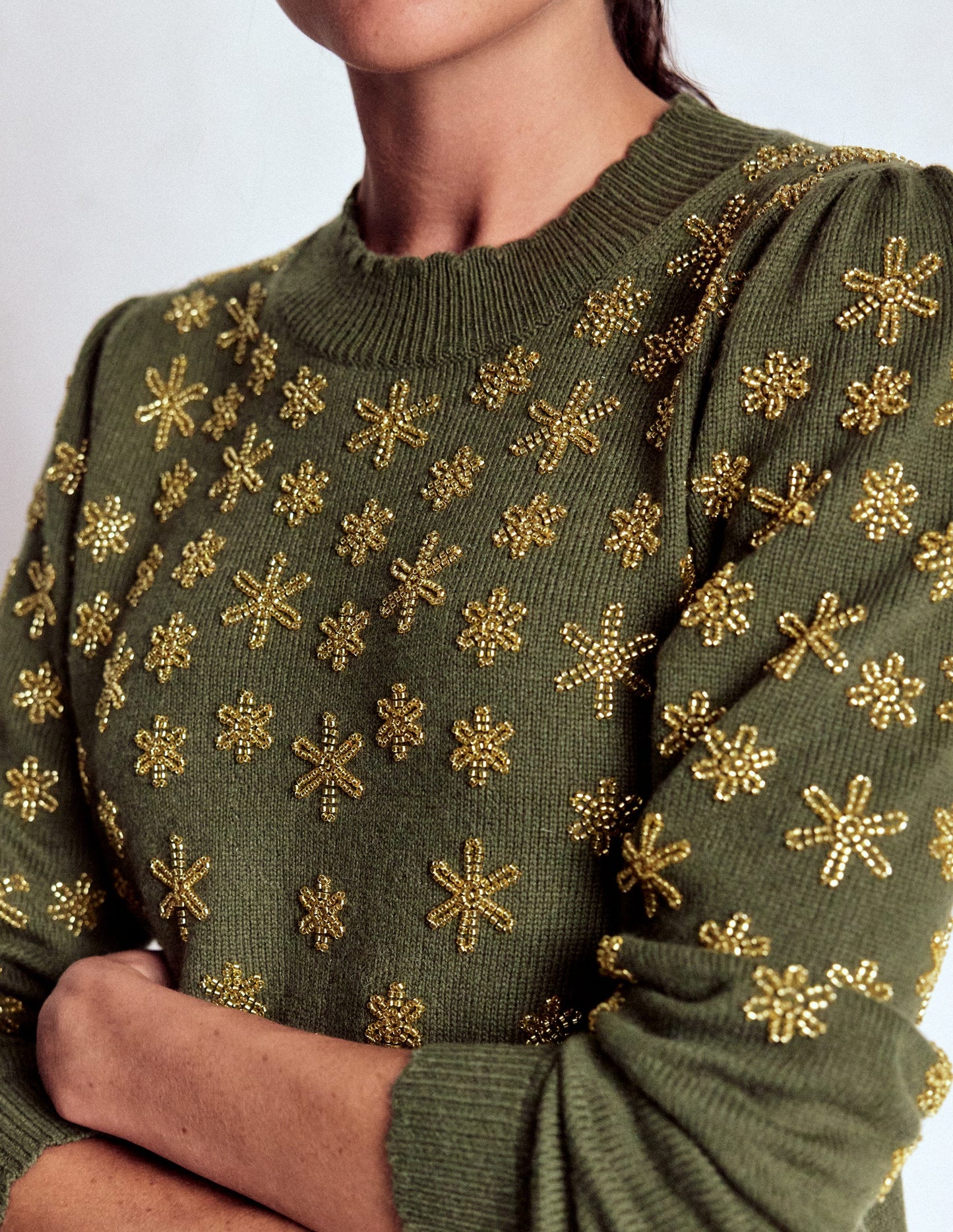 Elizabeth Embellished Sweater-Leaf Green
