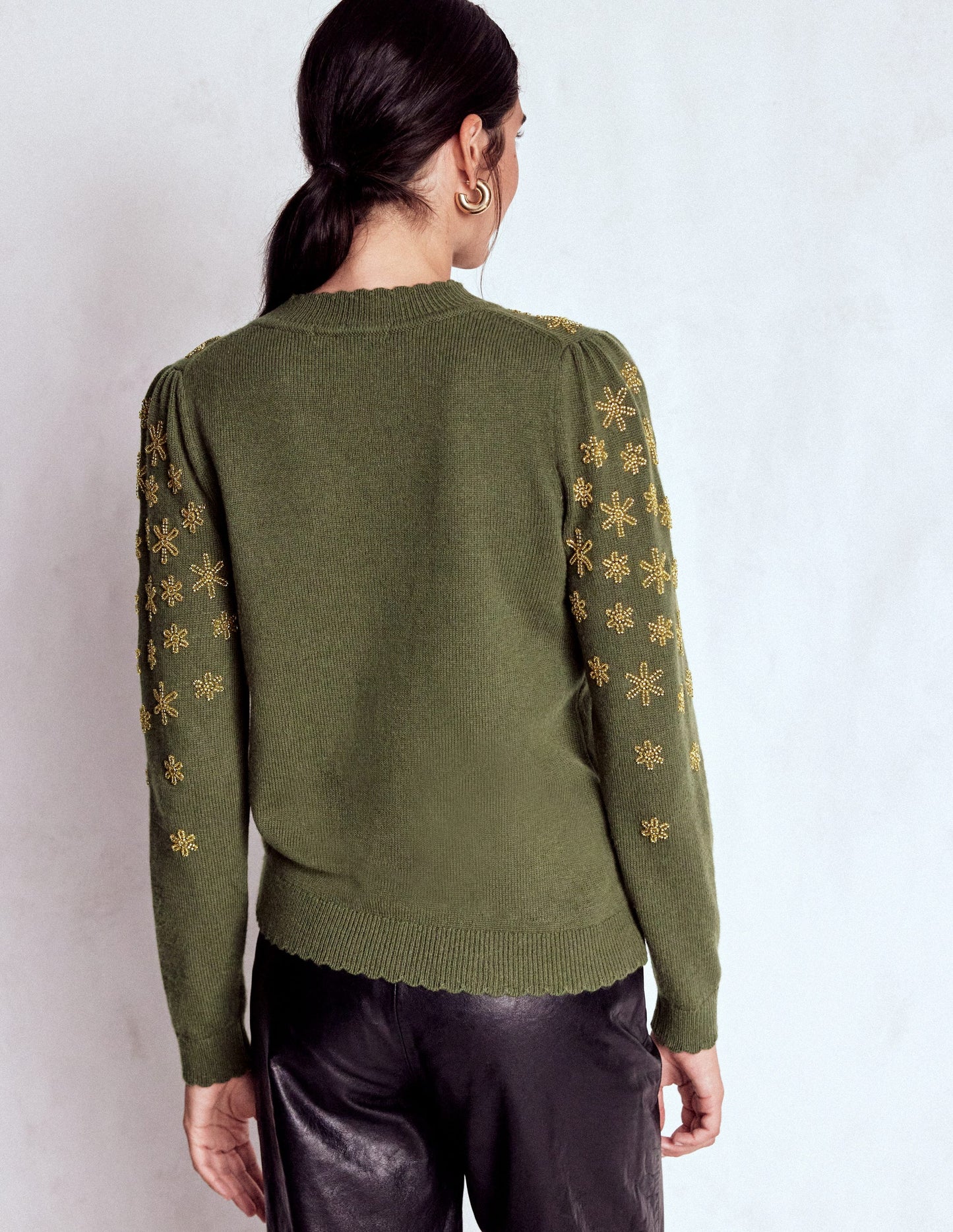 Elizabeth Embellished Sweater-Leaf Green