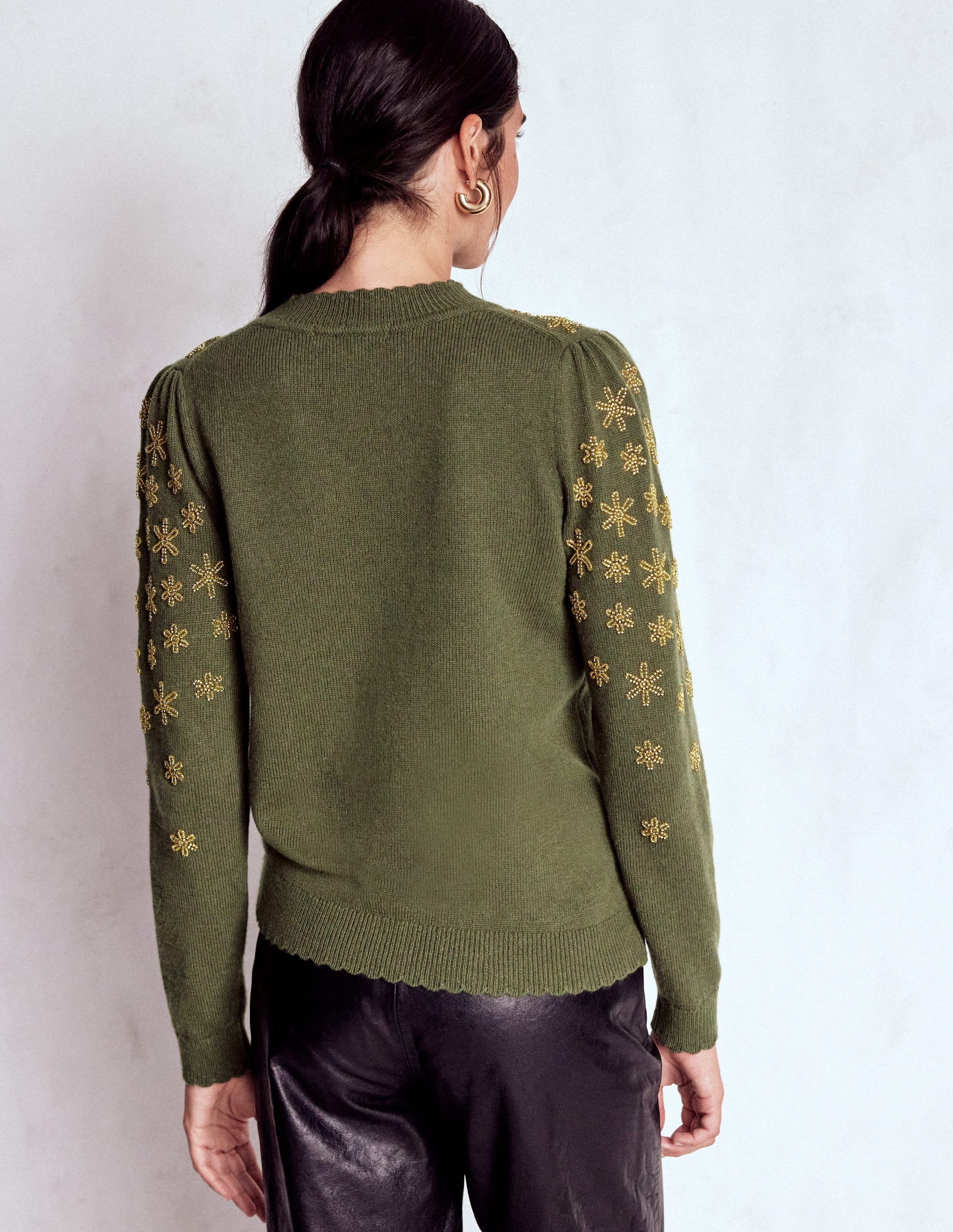 Elizabeth Embellished Sweater-Leaf Green - Image 3