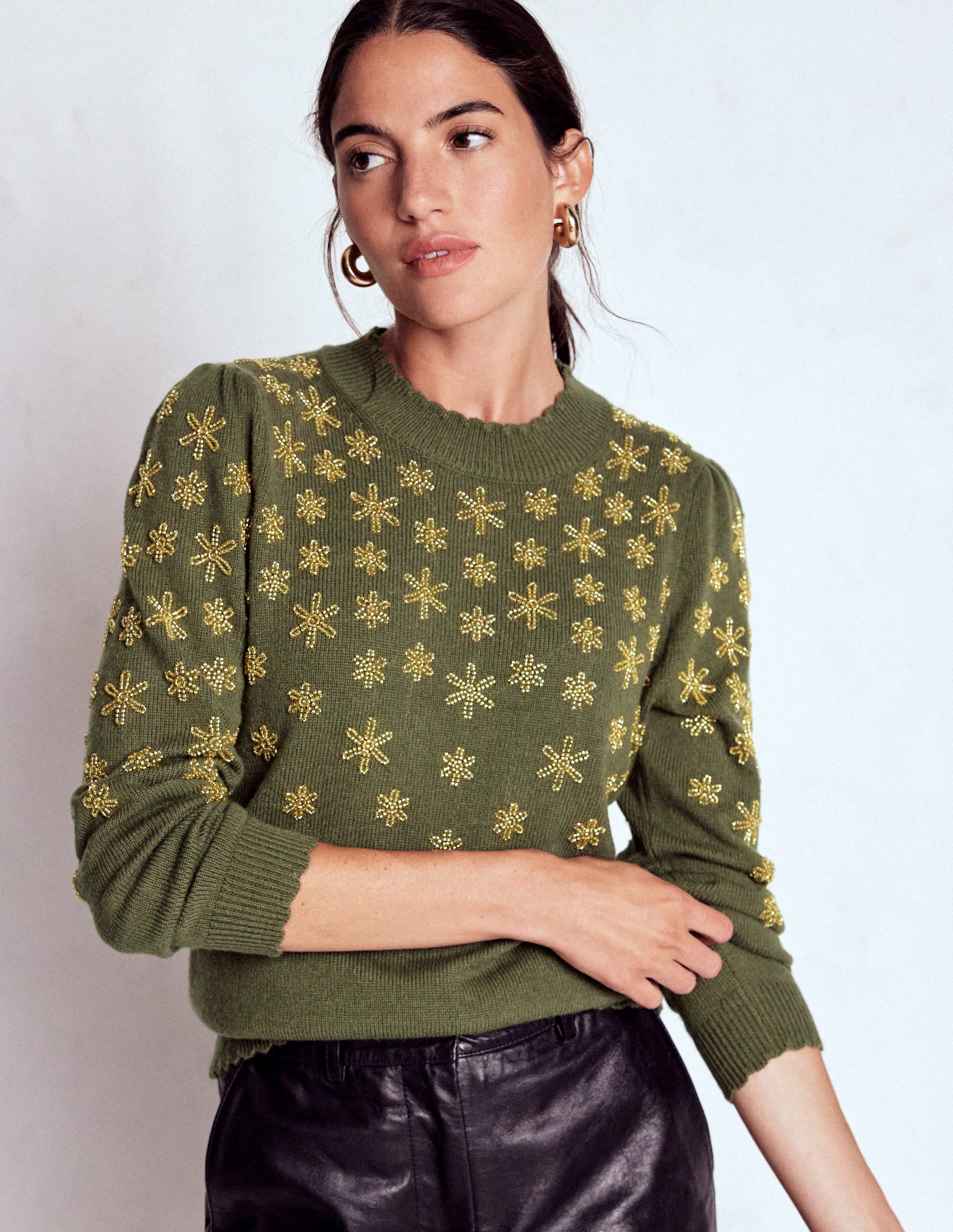 Elizabeth Embellished Sweater-Leaf Green - Image 4