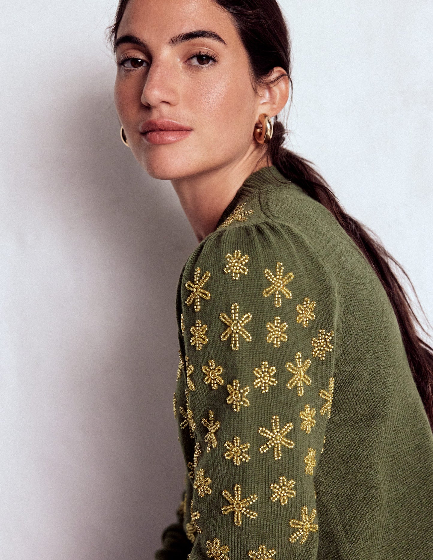 Elizabeth Embellished Sweater-Leaf Green