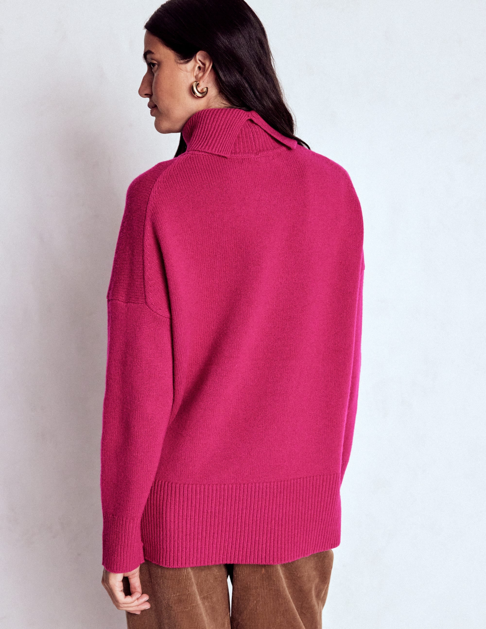 Polly Merino Roll Neck Sweater-Sorbet Pink - Image 3