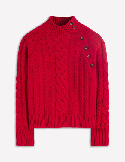 Amara Merino Cable Sweater-Carmine Red-7