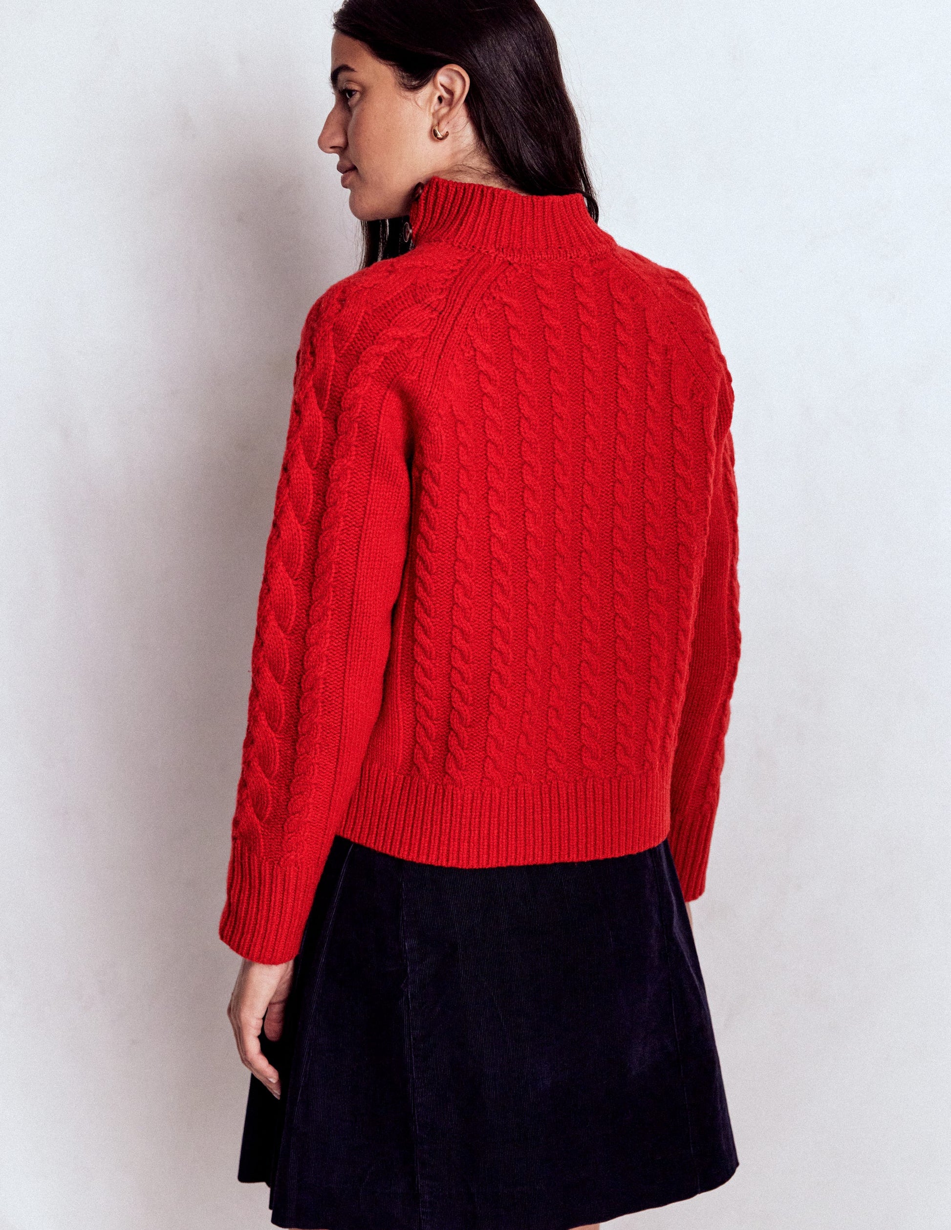 Amara Merino Cable Sweater-Carmine Red-3