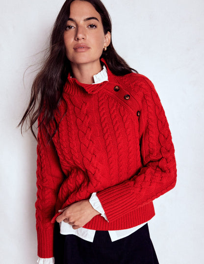 Amara Merino Cable Sweater-Carmine Red-4
