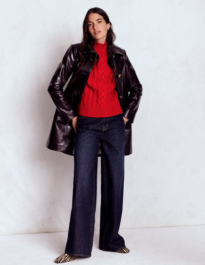 Amara Merino Cable Sweater-Carmine Red-5