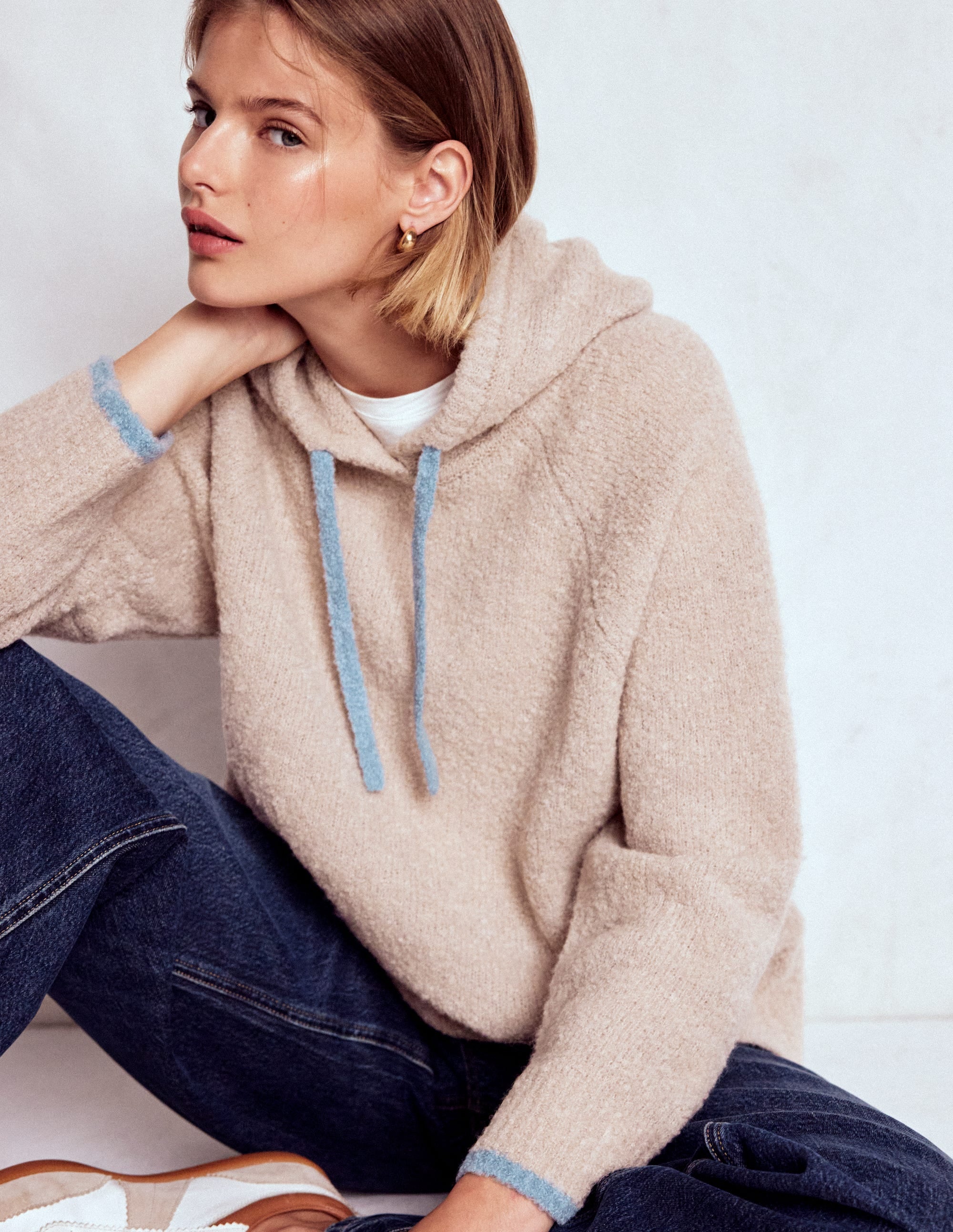 Bouclé Raglan Hoody-Chinchilla Melange - Image 1