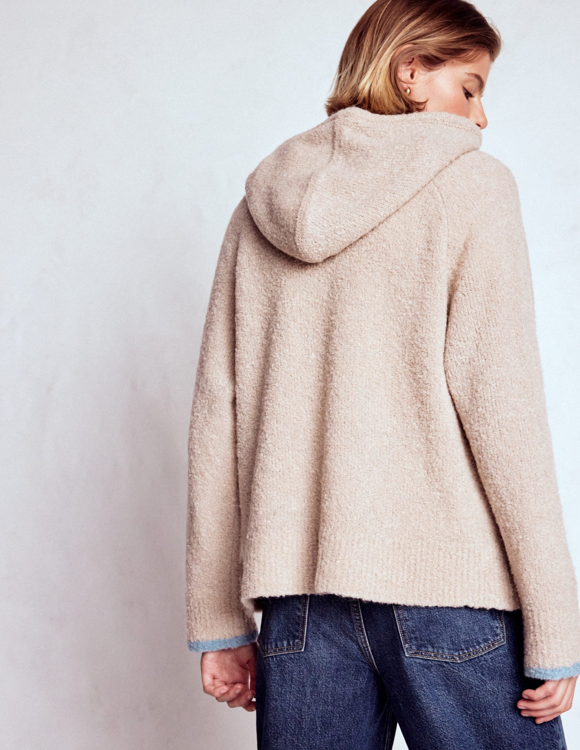 Bouclé Raglan Hoody-Chinchilla Melange - Image 3