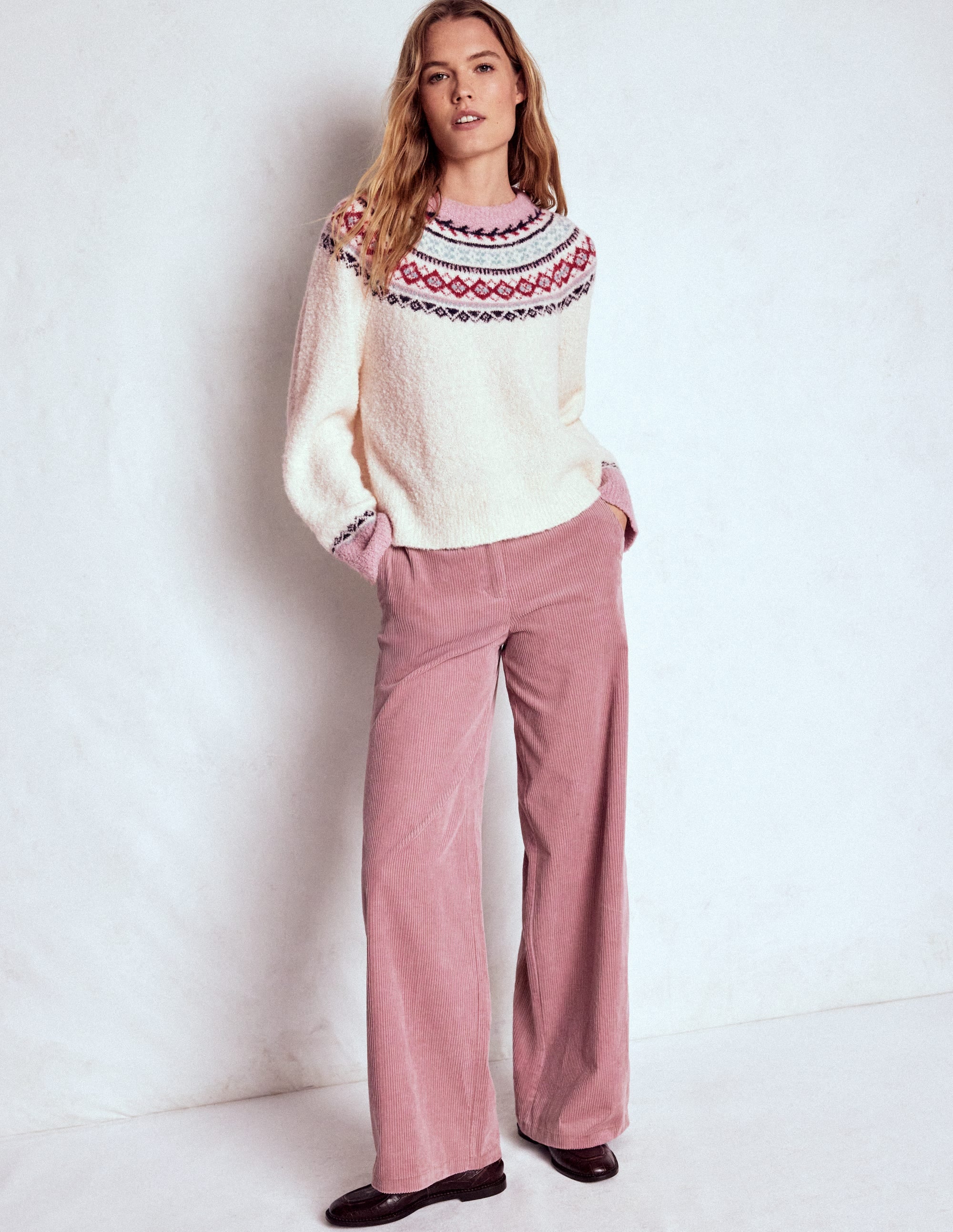 Bouclé  Raglan Sweater-Warm Ivory Fair Isle - Image 4