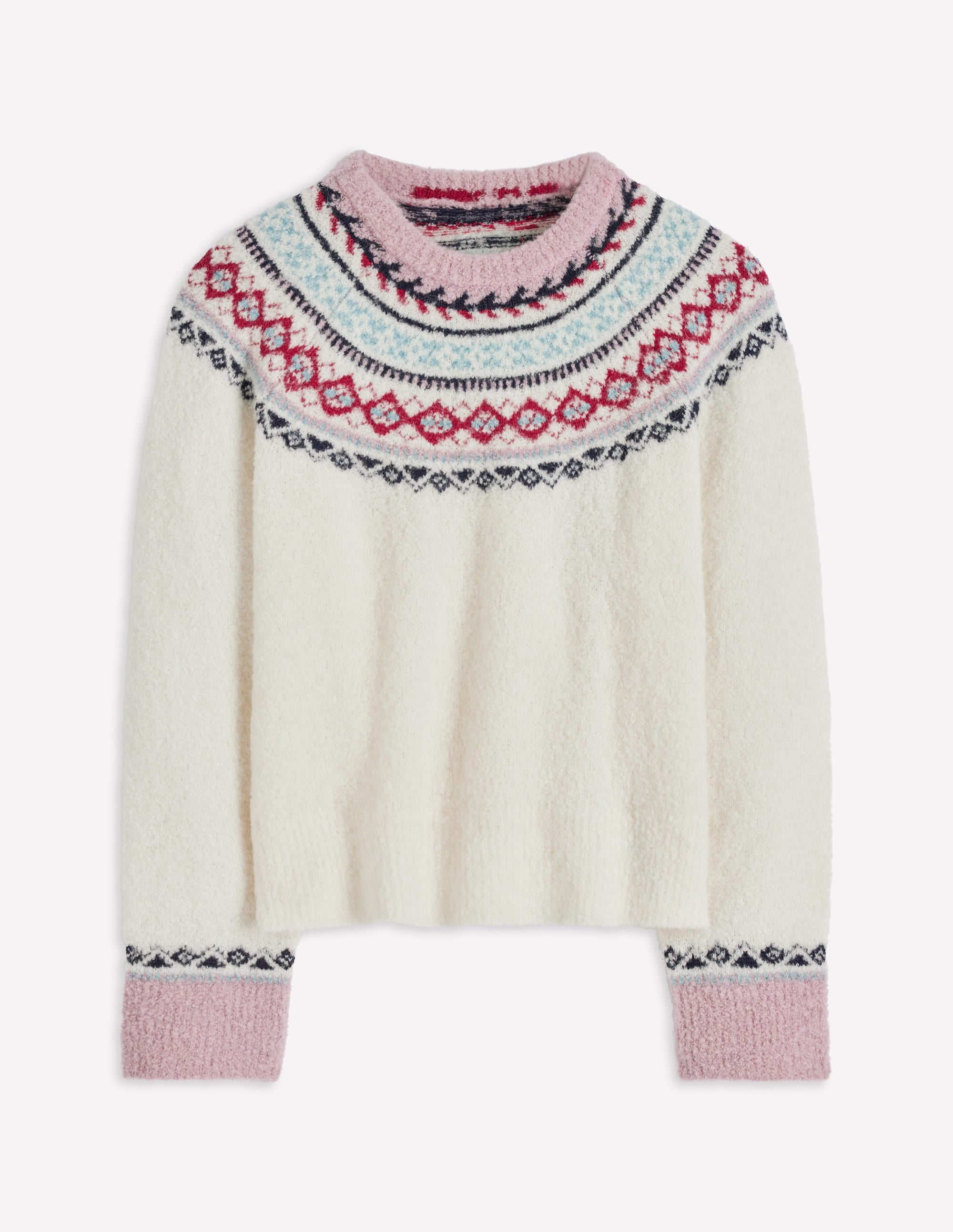 Bouclé  Raglan Sweater-Warm Ivory Fair Isle - Image 7
