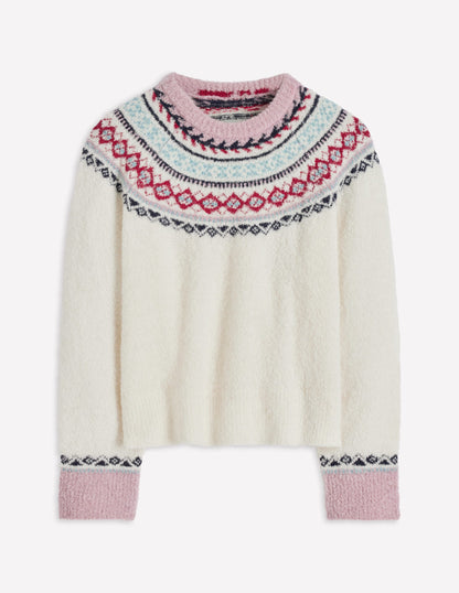 Bouclé  Raglan Sweater-Warm Ivory Fair Isle-7