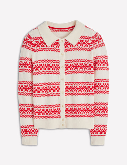 Edie Fair Isle Knitted Shirt-Warm Ivory, Red Fair Isle-7