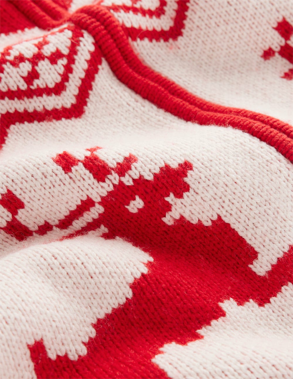 Zip Up Jacquard Cardigan-Poppy Red Reindeer | Boden USA