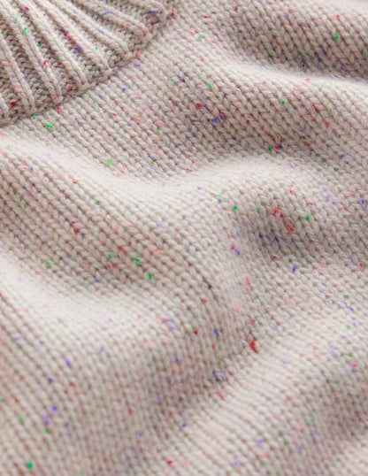 Chunky Cashmere Sweater-Ivory, Multi Neps-7