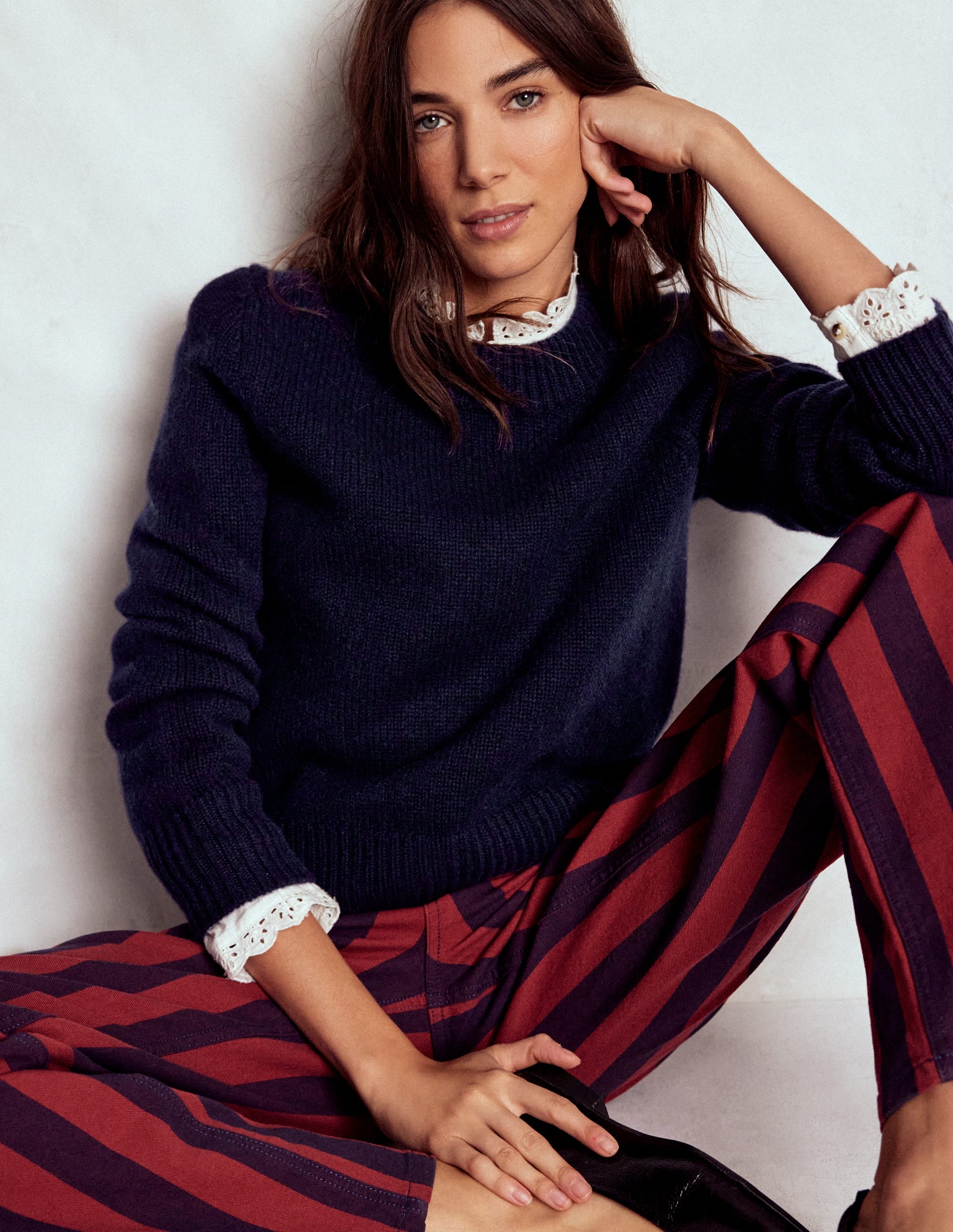 Chunky Cashmere Sweater-Navy - Image 1