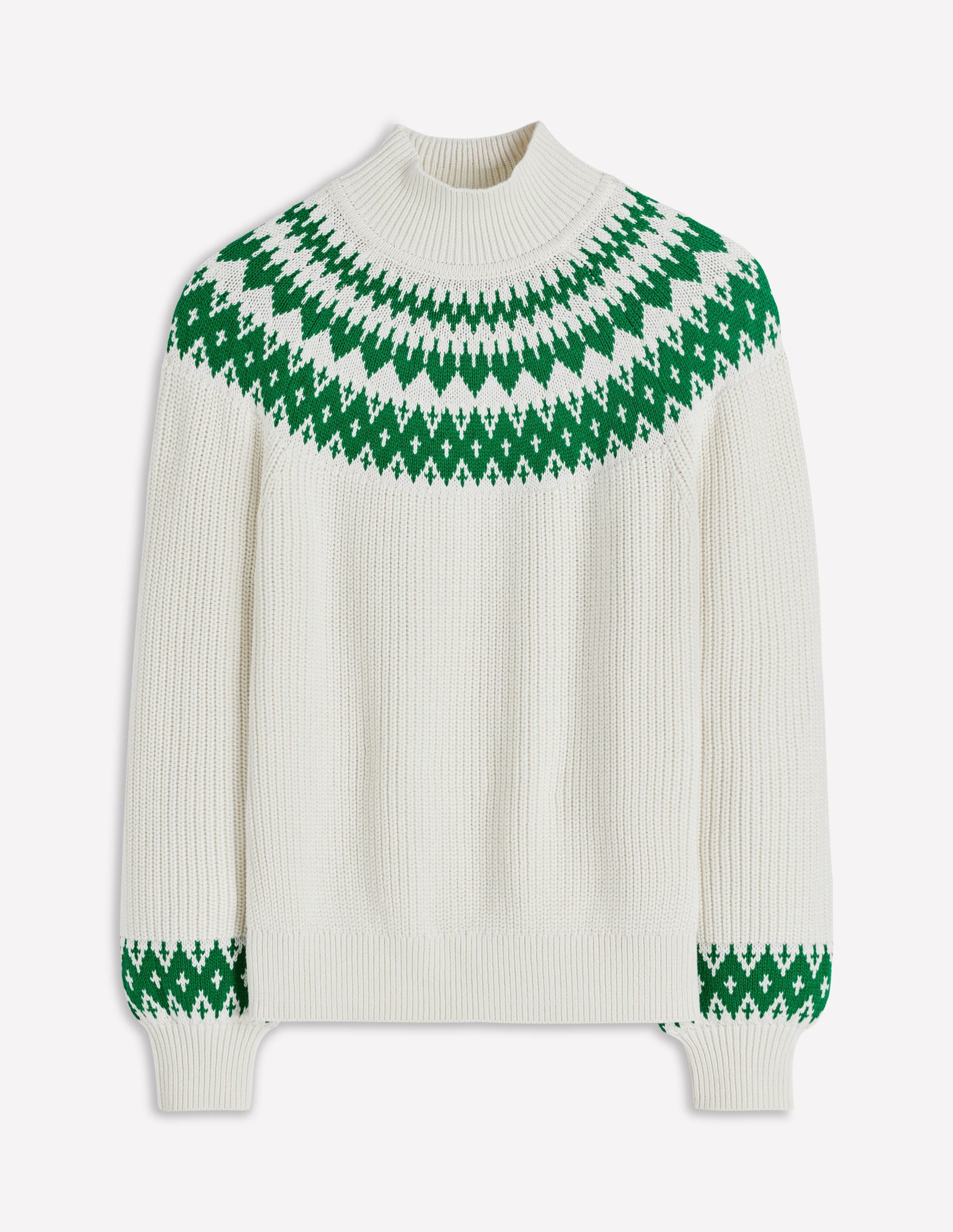 Bianca Cotton Ribbed Sweater-Warm Ivory Fair Isle-6