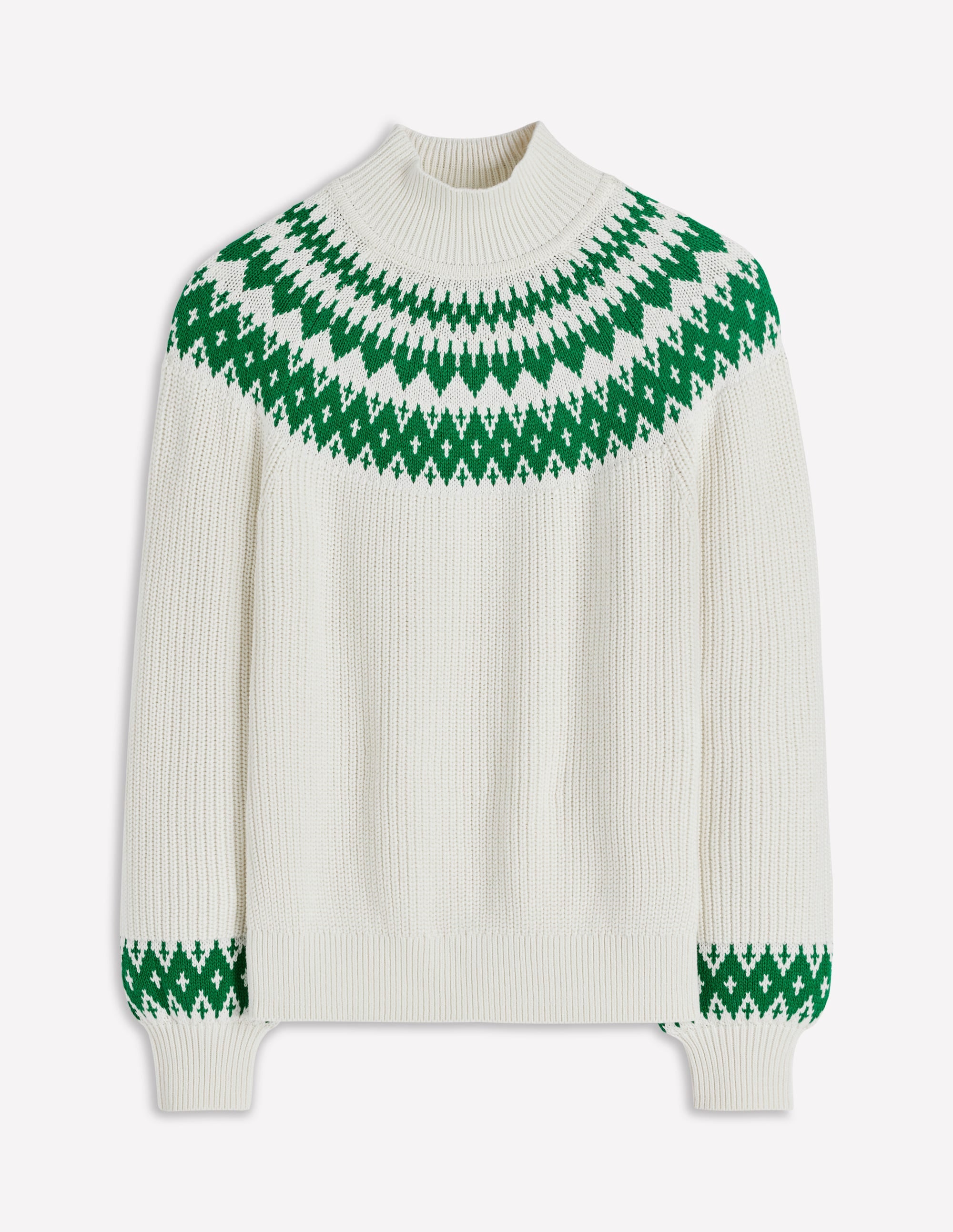 Bianca Cotton Ribbed Sweater-Warm Ivory Fair Isle - Image 6