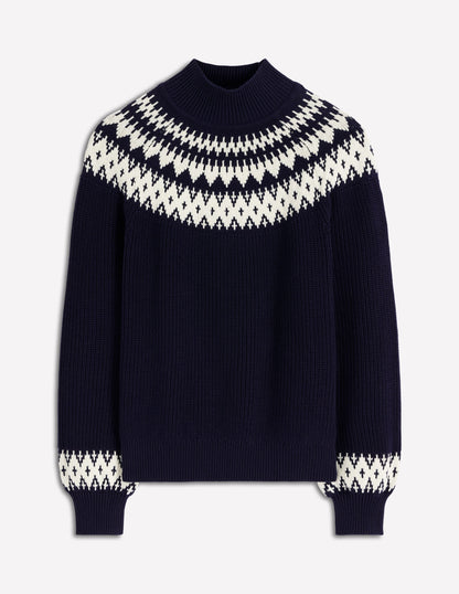 Bianca Cotton Ribbed Sweater-Navy Fair Isle-7