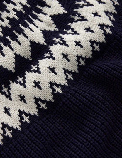 Bianca Cotton Ribbed Sweater-Navy Fair Isle-8