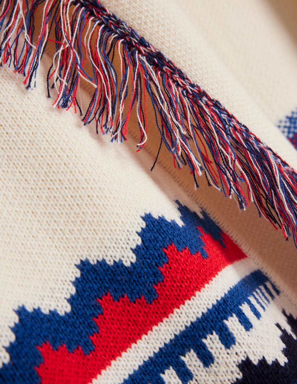 Fringed Jacquard Cardigan-Warm Ivory Melange-8