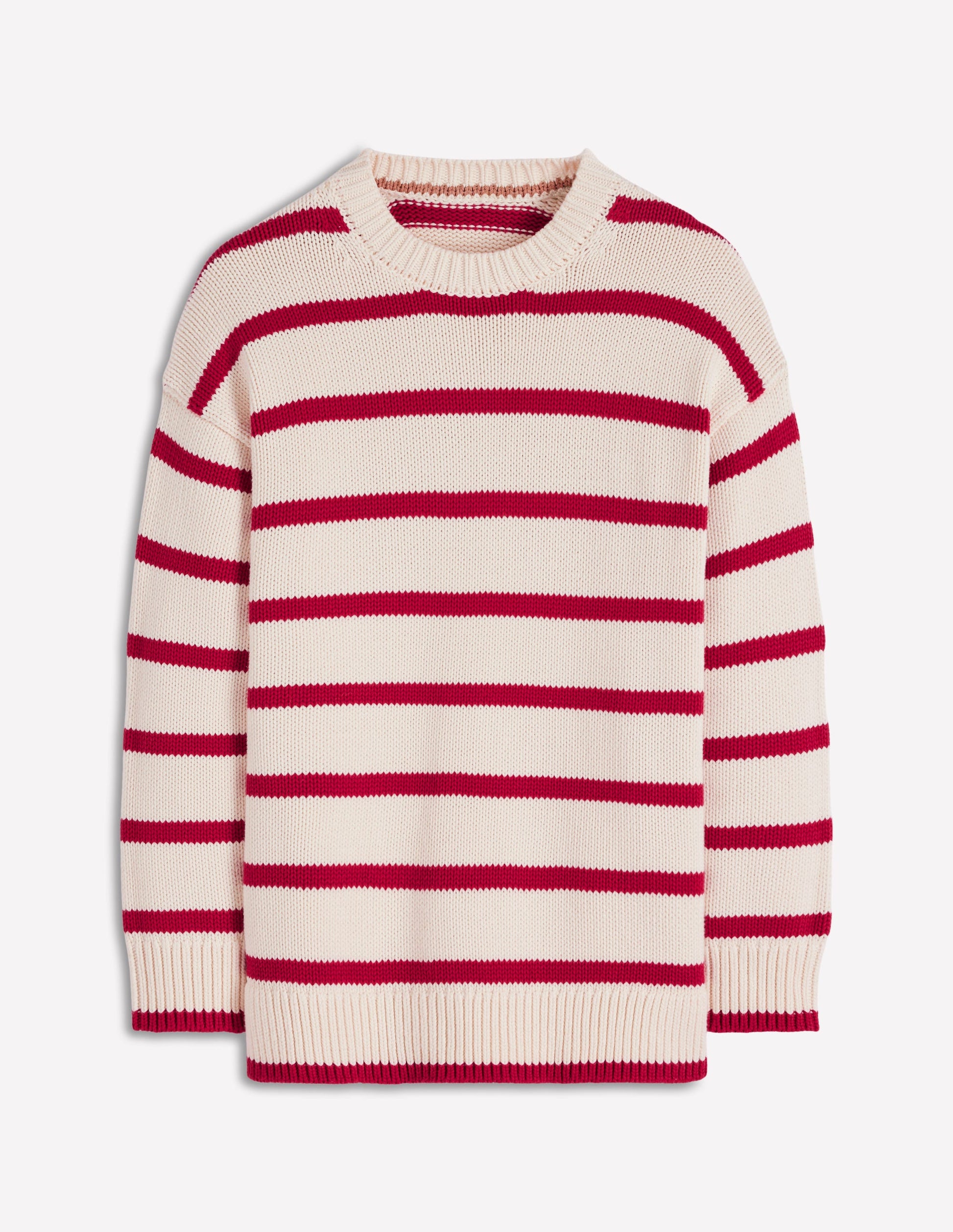 Lucy Oversized Cotton Jumper-Ivory, Red Stripe-8
