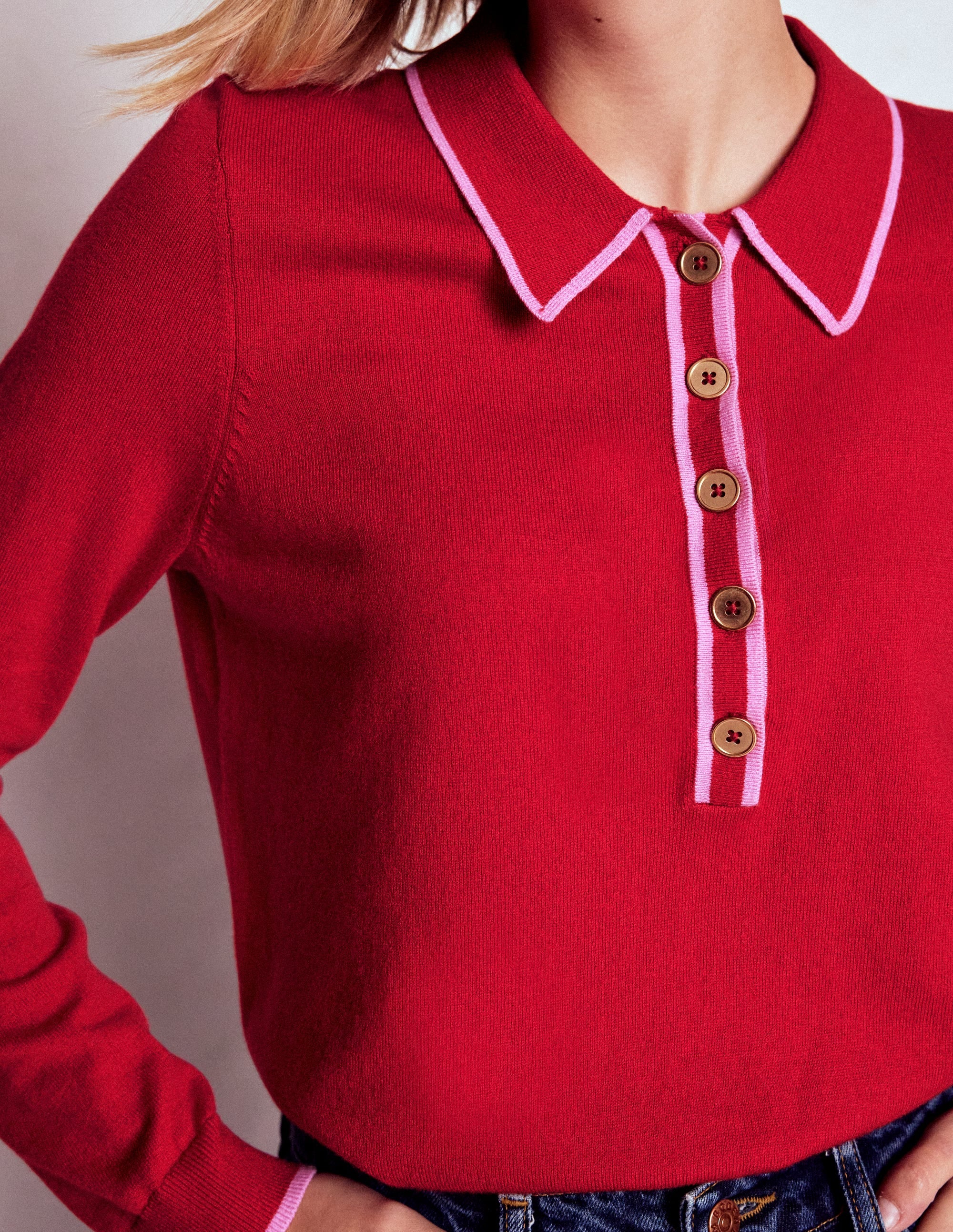 Liz Henley Sweater-Salsa Red - Image 2