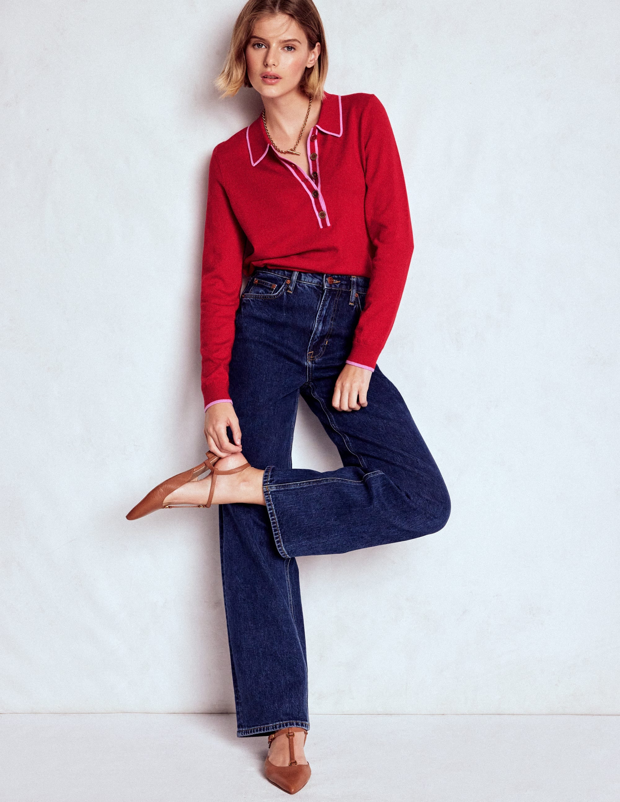 Liz Henley Sweater-Salsa Red - Image 4