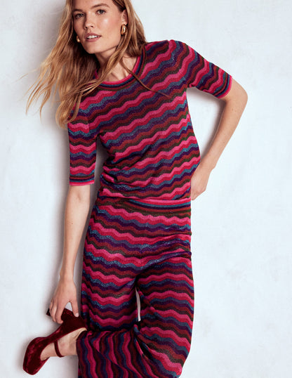 Jacquard Knitted T-Shirt-Multi-1