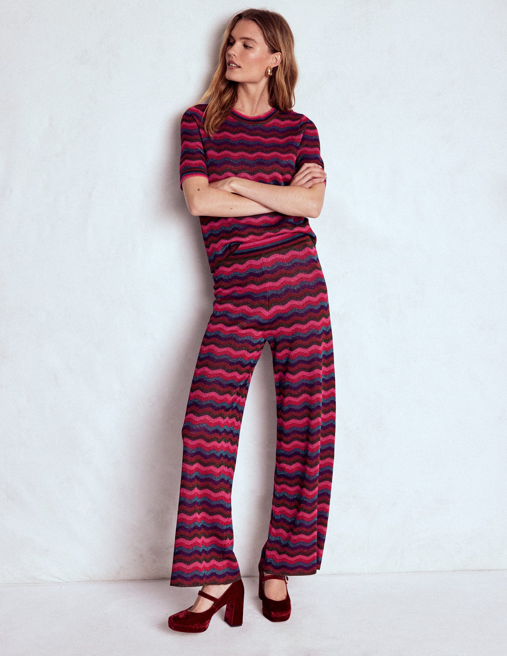 Jacquard Knitted T-Shirt-Multi-4