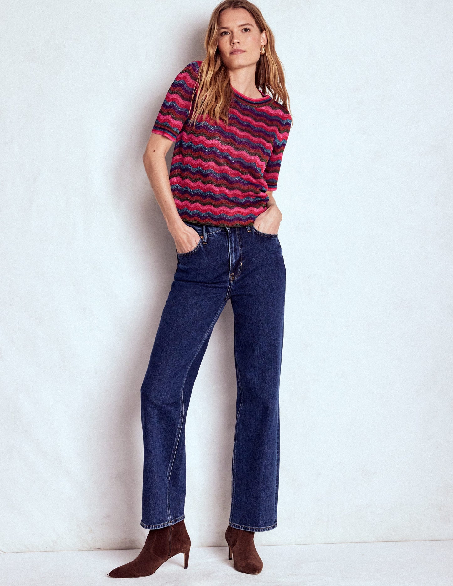 Jacquard Knitted T-Shirt-Multi