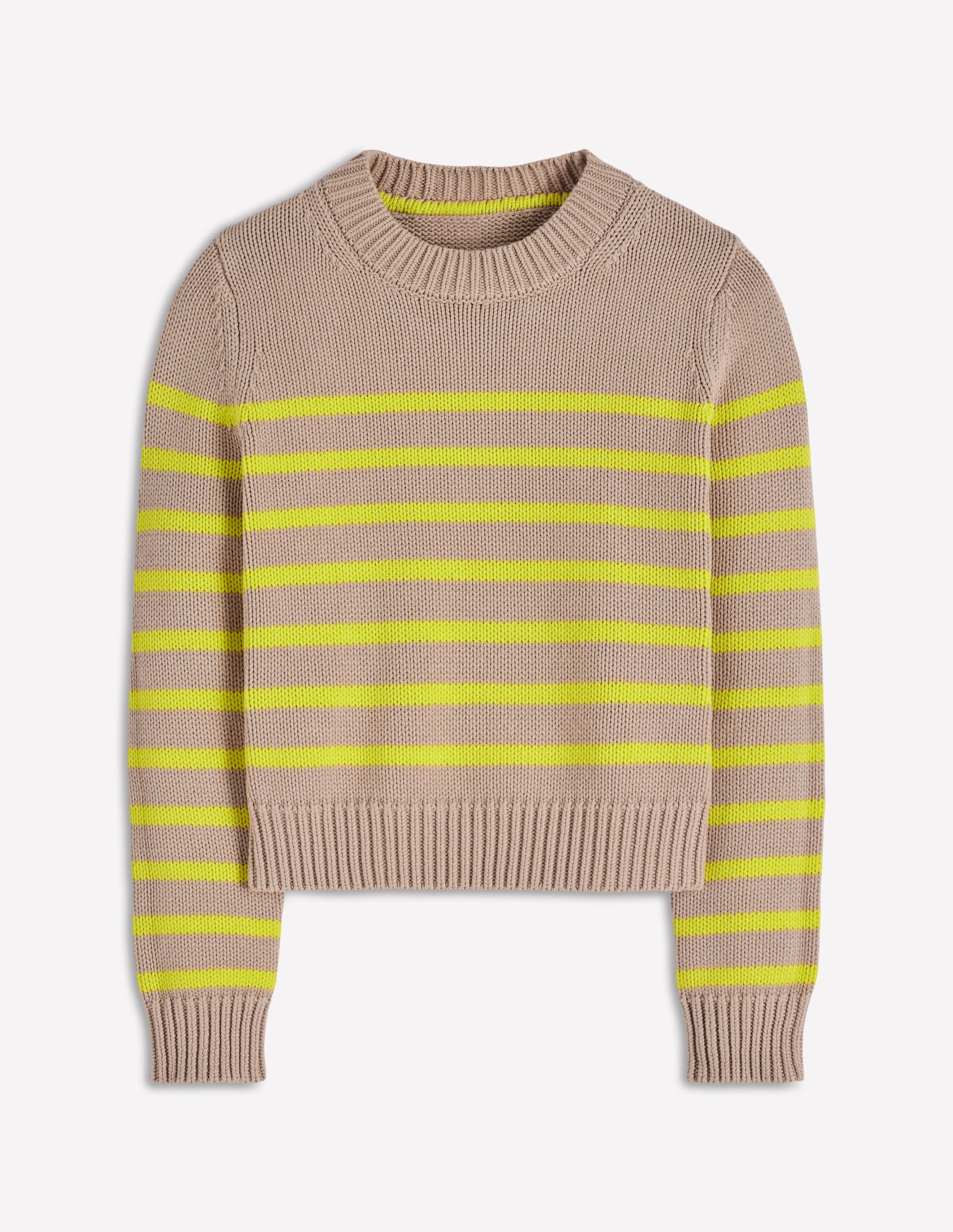 Lucy Chunky Cotton Sweater-Camel Melange, Neon Stripe-7