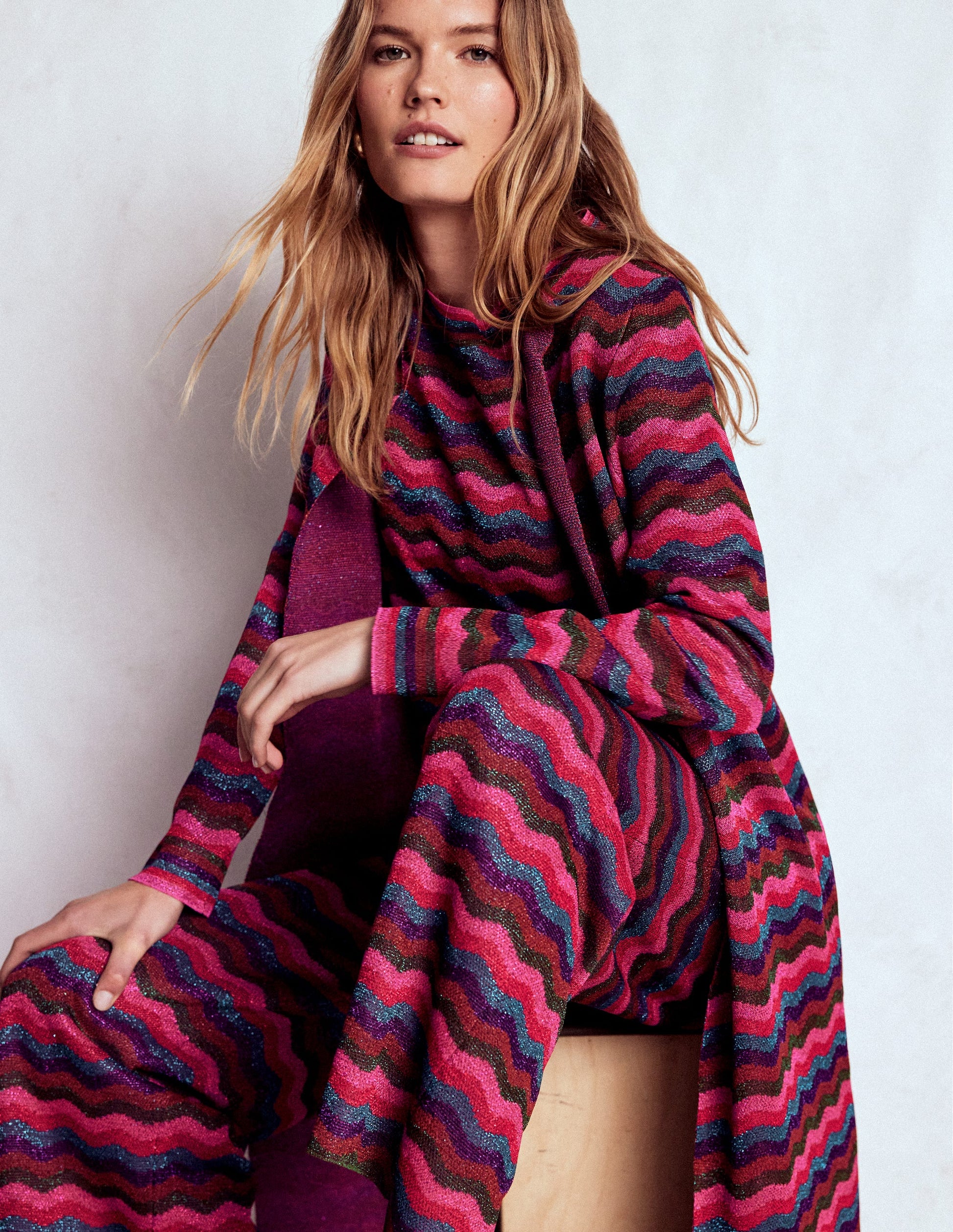 Edge to Edge Cardigan Coat-Multi-1