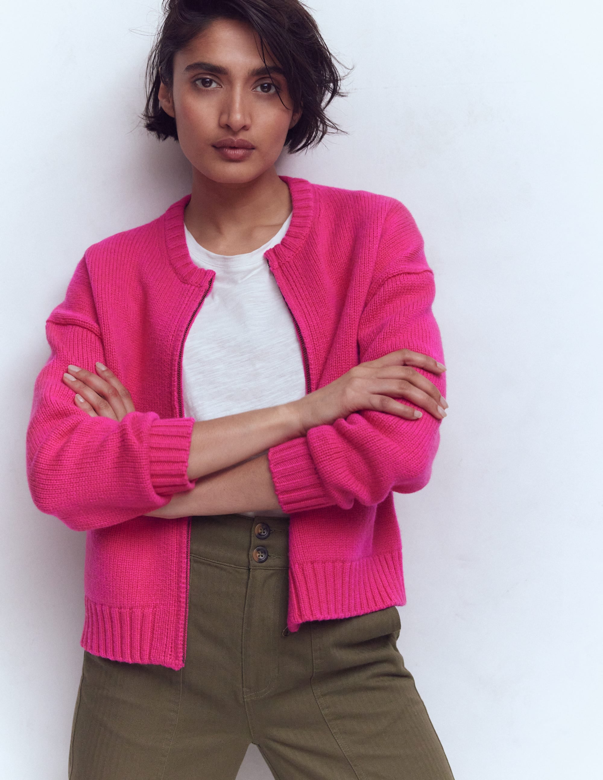 Maya Zip Up Jacket-Flamboyant Pink - Image 1
