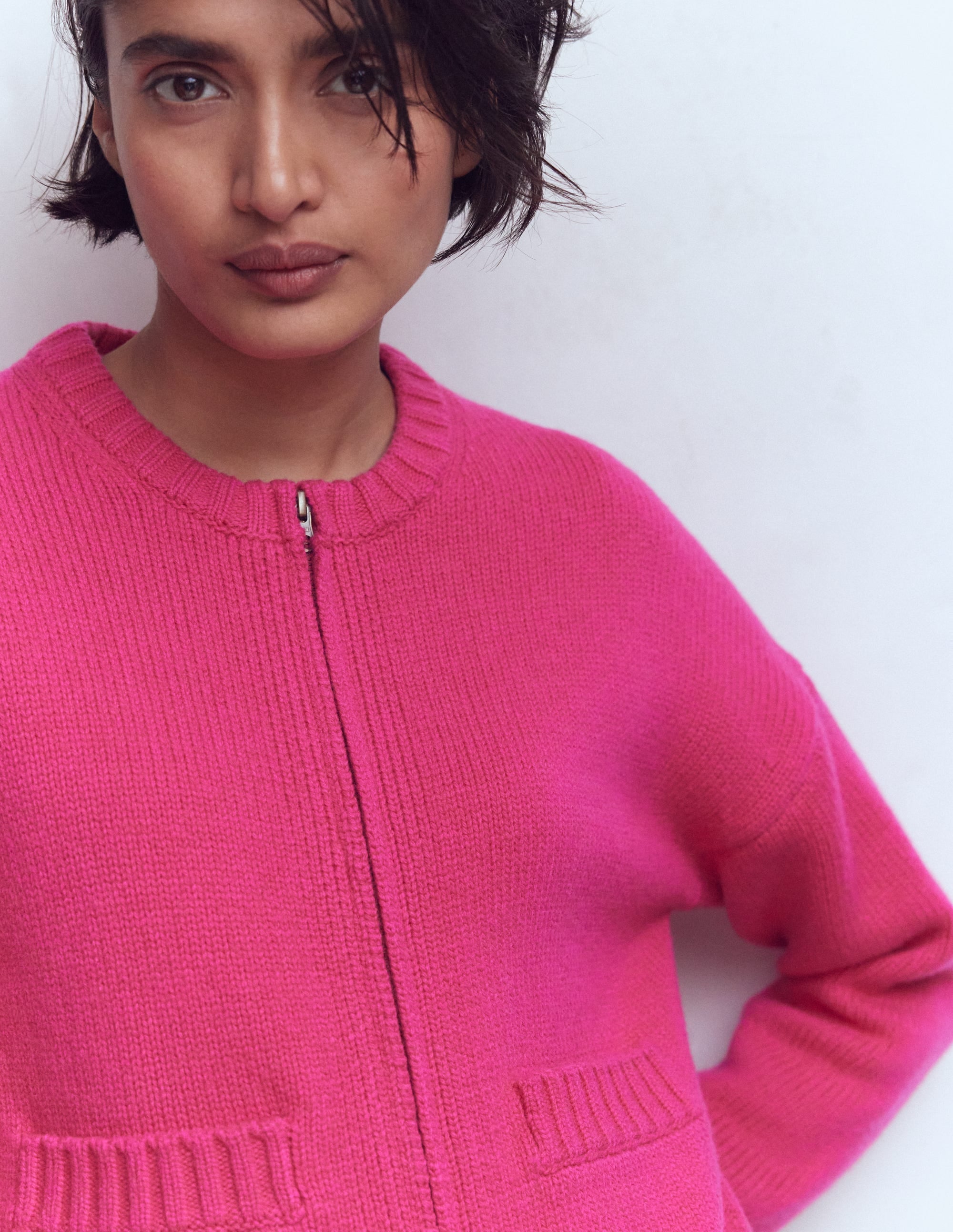 Maya Zip Up Jacket-Flamboyant Pink - Image 2